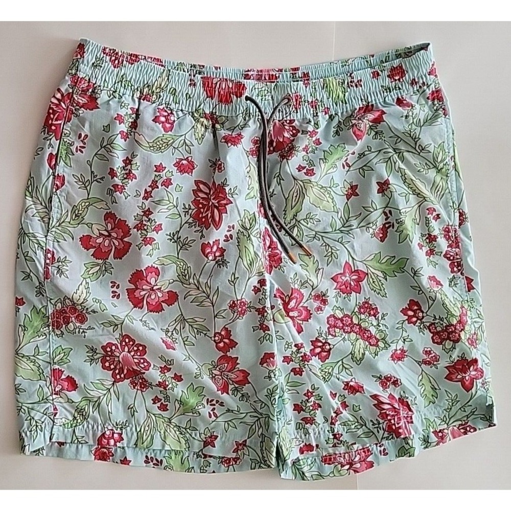Thomas Dean Blue  Red Floral Swim Board Shorts Men's XL